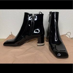 Miu Miu New SZ 7 EU 37 Black Patent Leather Boot